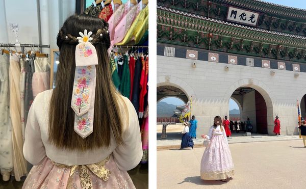 Wearing hanbok at Gyeongbukgung palace