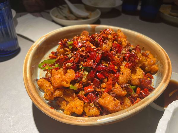 Sichuan chili fried chicken at uluh, NYC