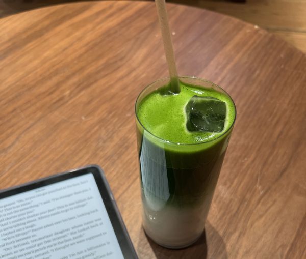 Iced matcha latte at 12 matcha